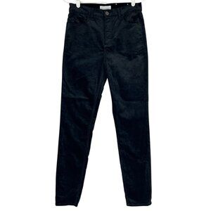 Loft Women's Skinny Stretch Black Velvet Pants Size 27/4 High Waist NWOT